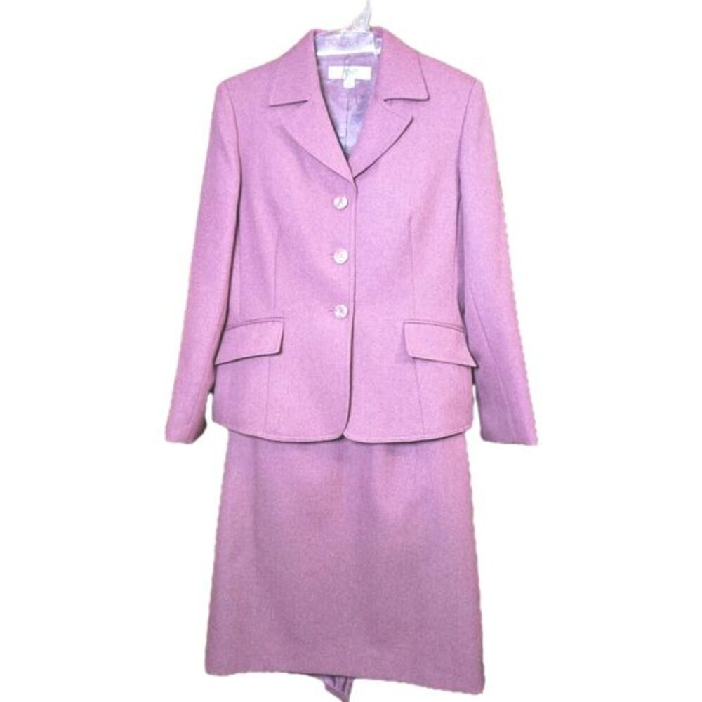 Le Suit‎ Rose Pink Two Piece Skirt Suit Set Career Blazer 8P Petite